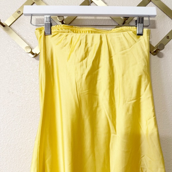 Show Me Your Mumu Taylor Tube Maxi Strapless Dress in Yellow Luxe Satin $198 XS - Picture 9 of 11
